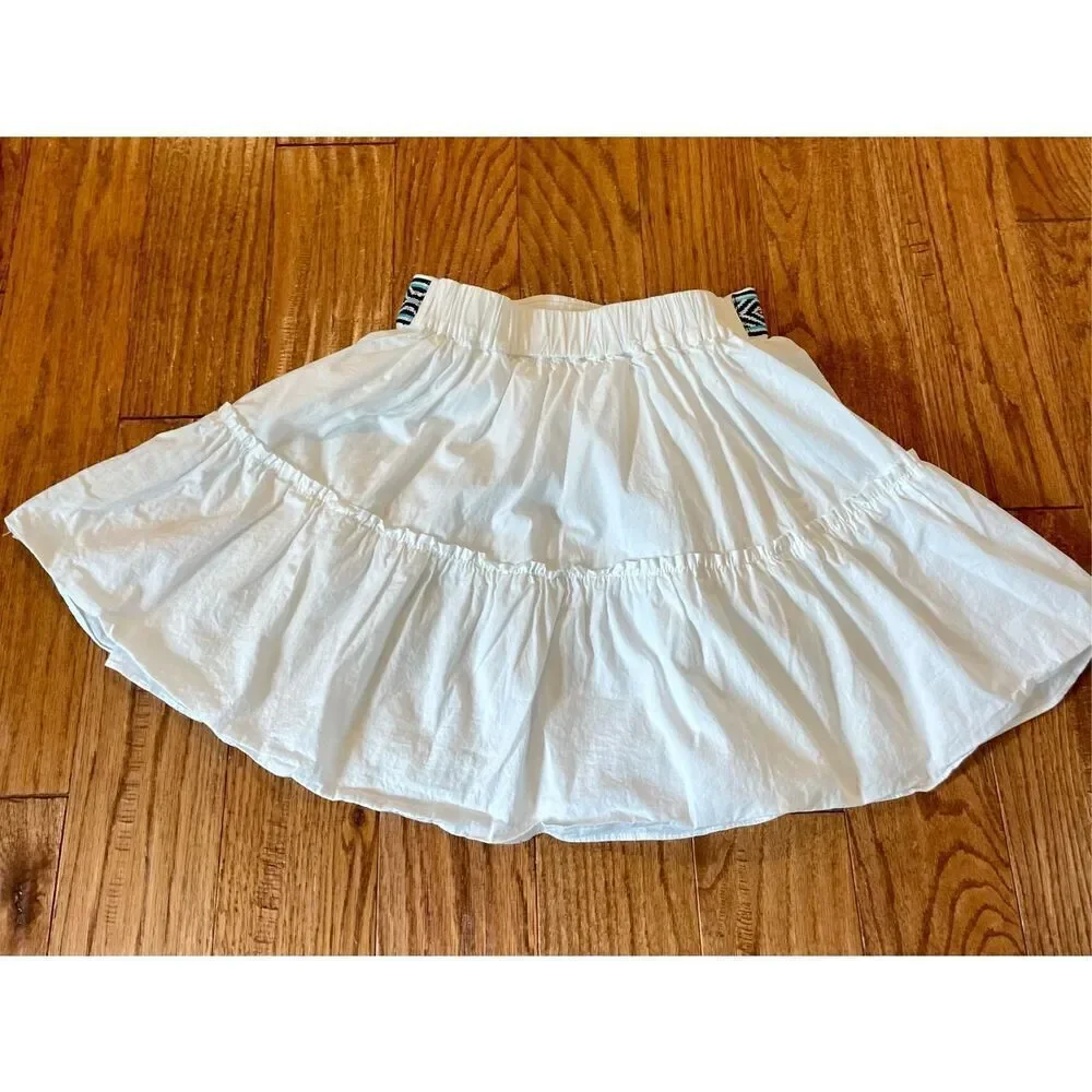 Ramy brook Mickey white mini skirt with blue embroidered waist size 0